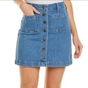Madewell Classic Blue Button-Front Mini Skirt